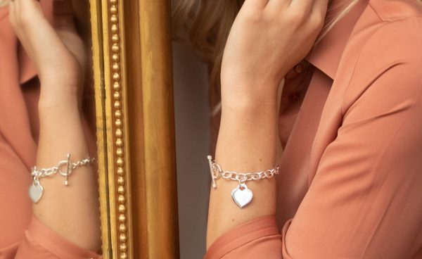 Bracelet maille ovale en argent 925 coeur type Tiffany