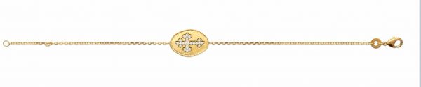 Bracelet médaille croix zirconium plaqué or