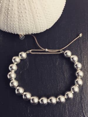 Jonc perlé en argent massif