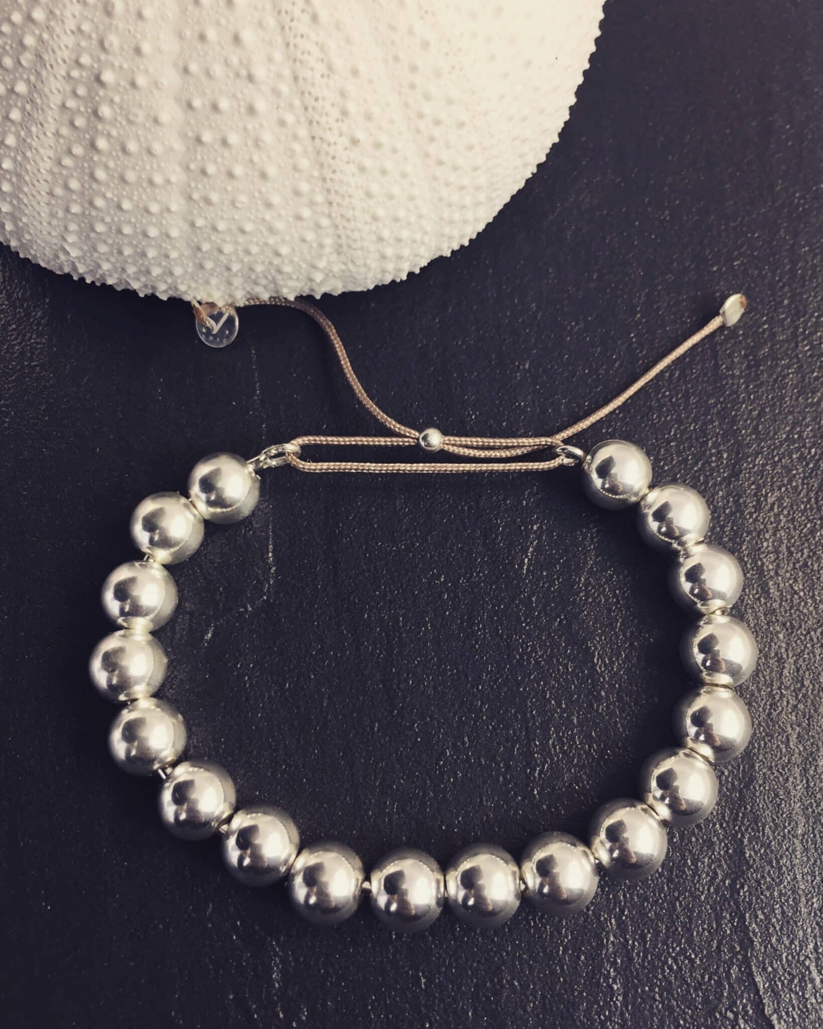 Jonc perlé en argent massif