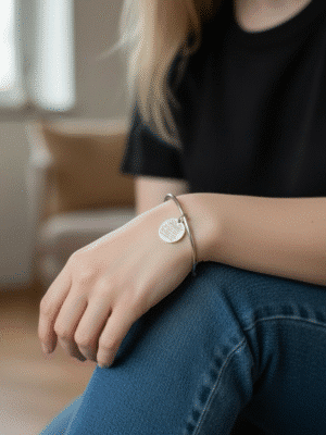 Jonc en argent avec médaille à graver